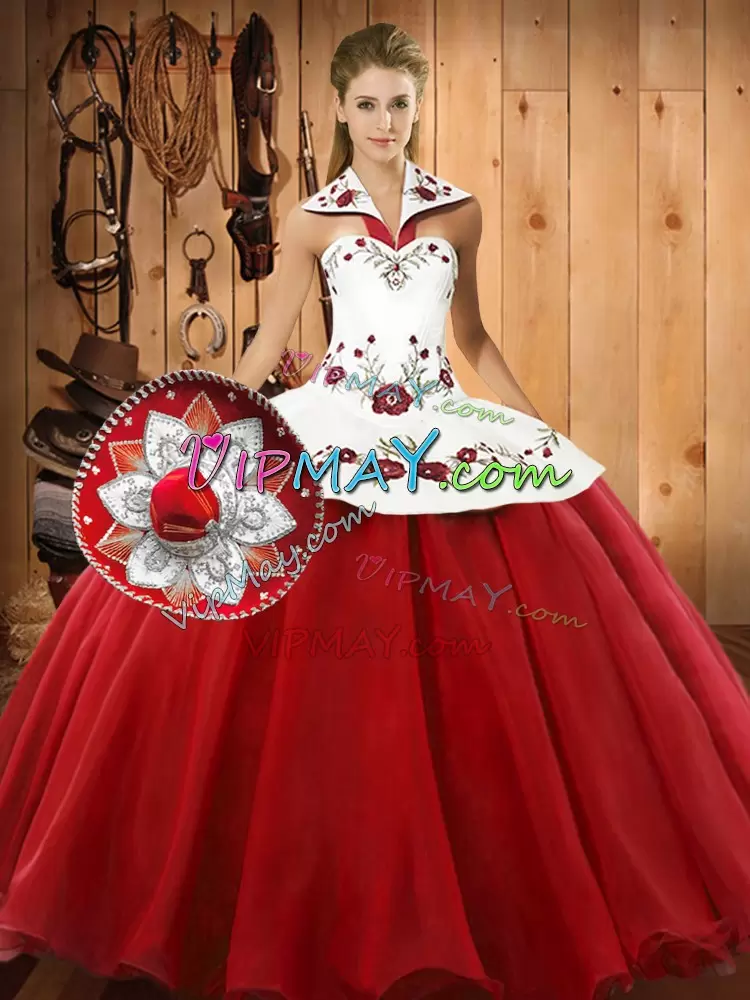 Latest Western Style Ball Gowns Wine Red And White Sweet 16