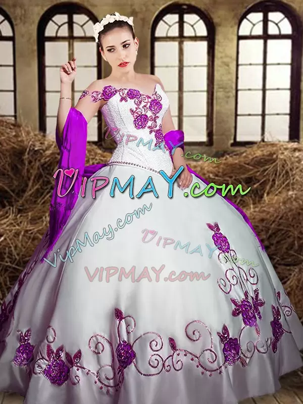 white charro quinceanera dress,white and purple quinceanera dress