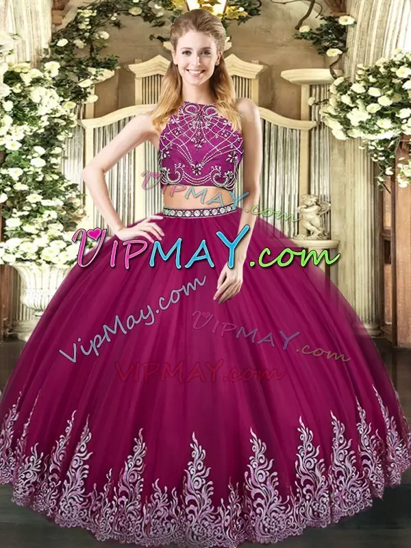 two pice quinceanera dress,2 piece quinceanera dress,illusion quinceanera dress,halter top quinceanera dress,fuchsia quinceanera dress,detachable quinceanera dress,v back quinceanera dress,ball gown quinceanera dress,purple quinceanera dress